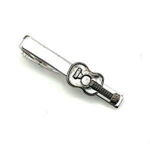 Silver Guitar Tie Clip